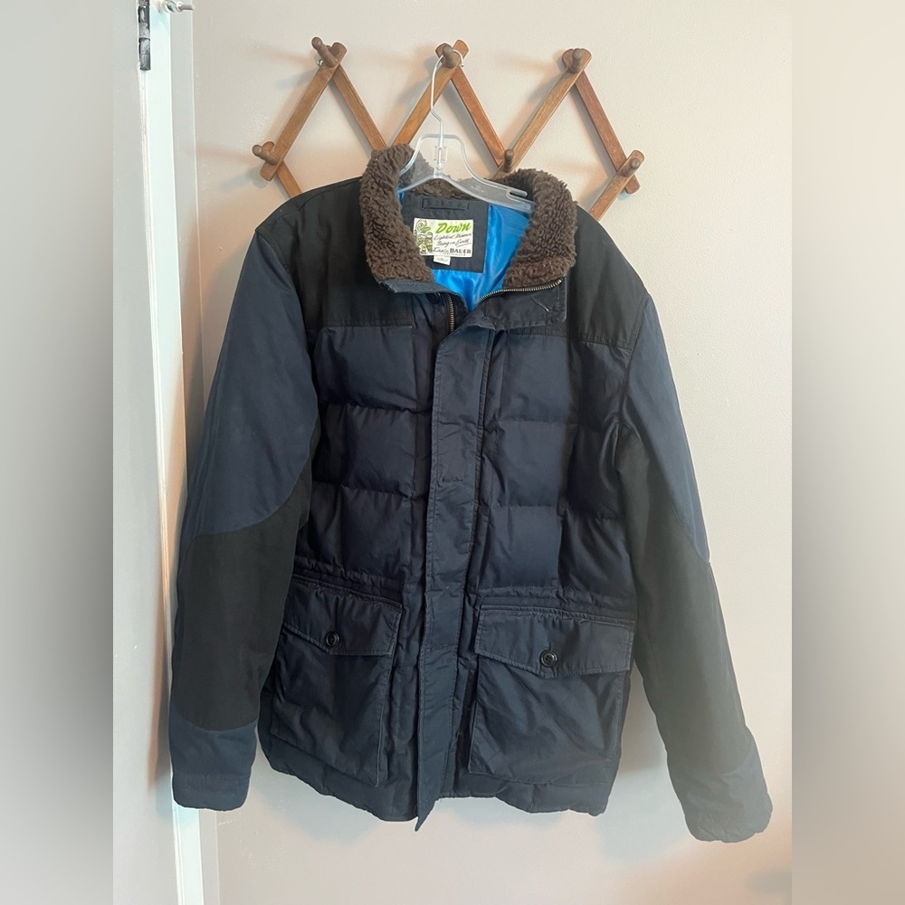 Eddie Bauer Yukon 550 Goose Down Coat Jacket Quilted Parka Mens Size L Blue